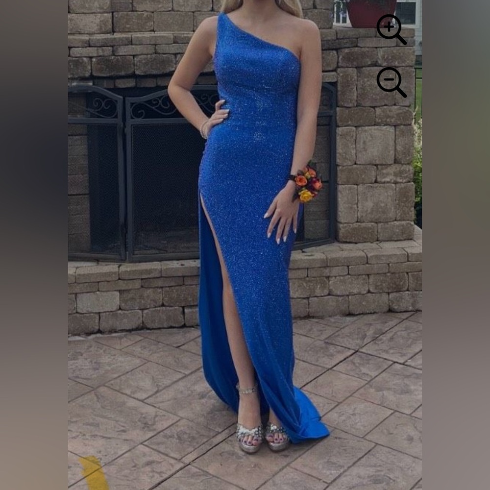 Sherri Hill Blue Formal Dress 00 - Picture 5 of 6